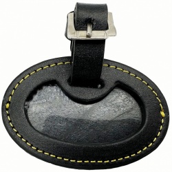 Exclusive Chunky Leather Badge Holder (Black/Yellow Stitching)